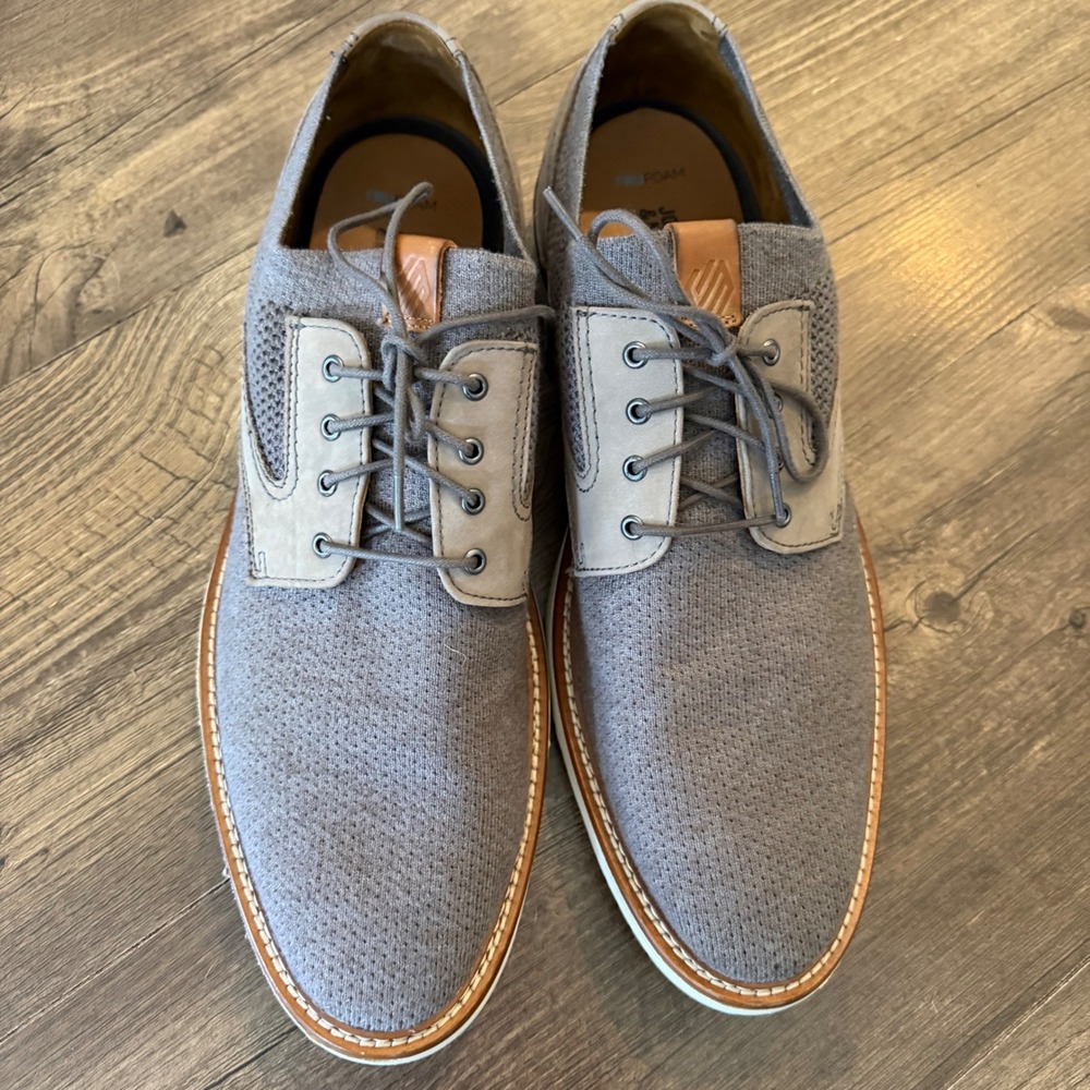 Johnston & Murphy Knit Oxford Mens 13M Gray TRUFOAM Hybrid Dress Shoes 20-5367 - Picture 2 of 12